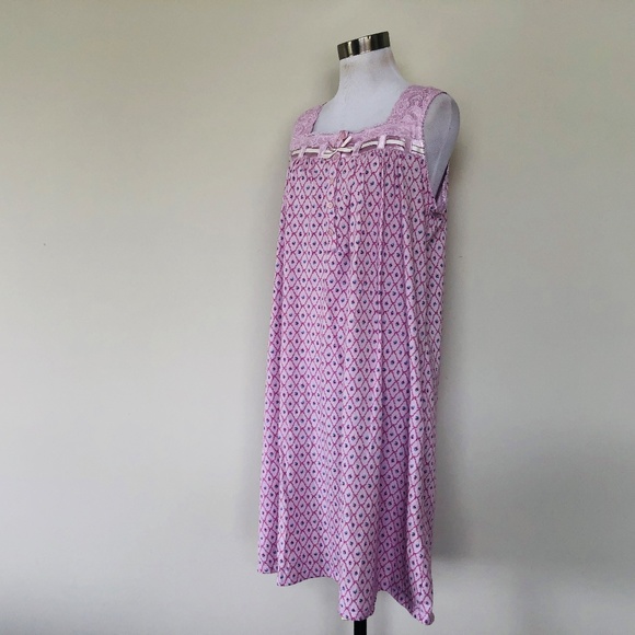 Nightgown Pullover Sleeveless SECRET TREASURES Pink Floral Square Neck - Picture 6 of 9